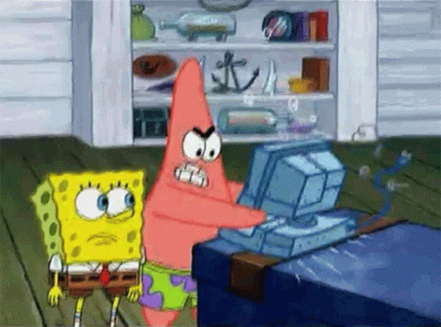 Patrick Star smashing computer
